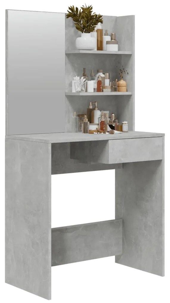 Toucador com espelho 74,5x40x141 cm cinzento cimento
