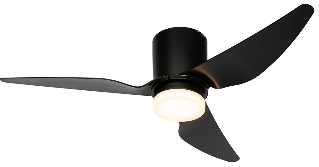 Ventilador de teto preto 123cm incl. LED regulável com controle remoto - Patty Moderno