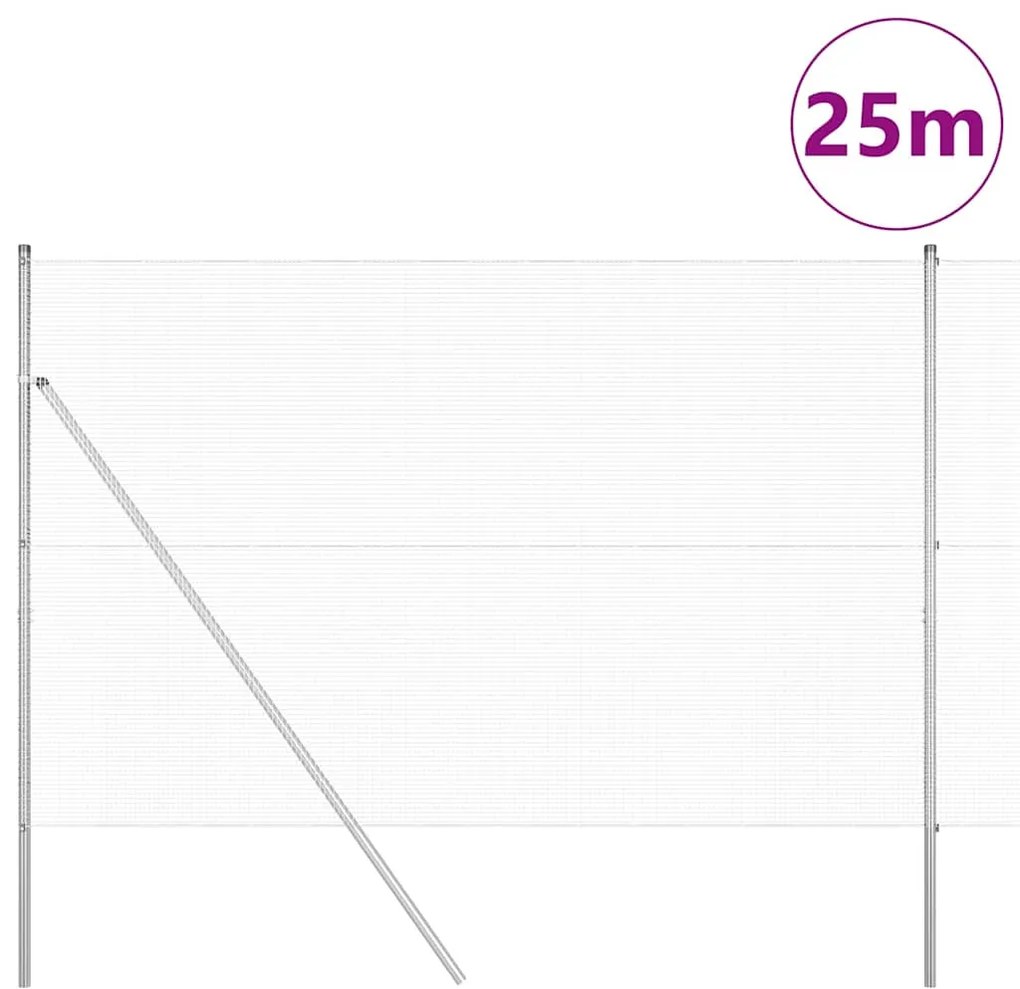 Cerca de Arame Soldado com 13 Postes 1.6x25 m Aço Galvanizado