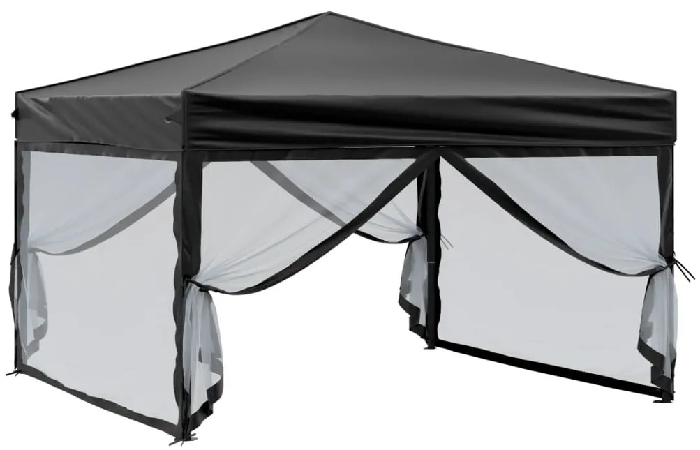 Tenda para festas dobrável com paredes laterais 3x3 m preto
