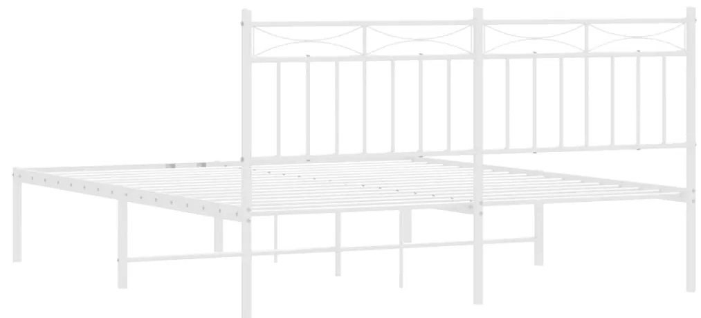 Estrutura de cama com cabeceira 150x200 cm metal branco