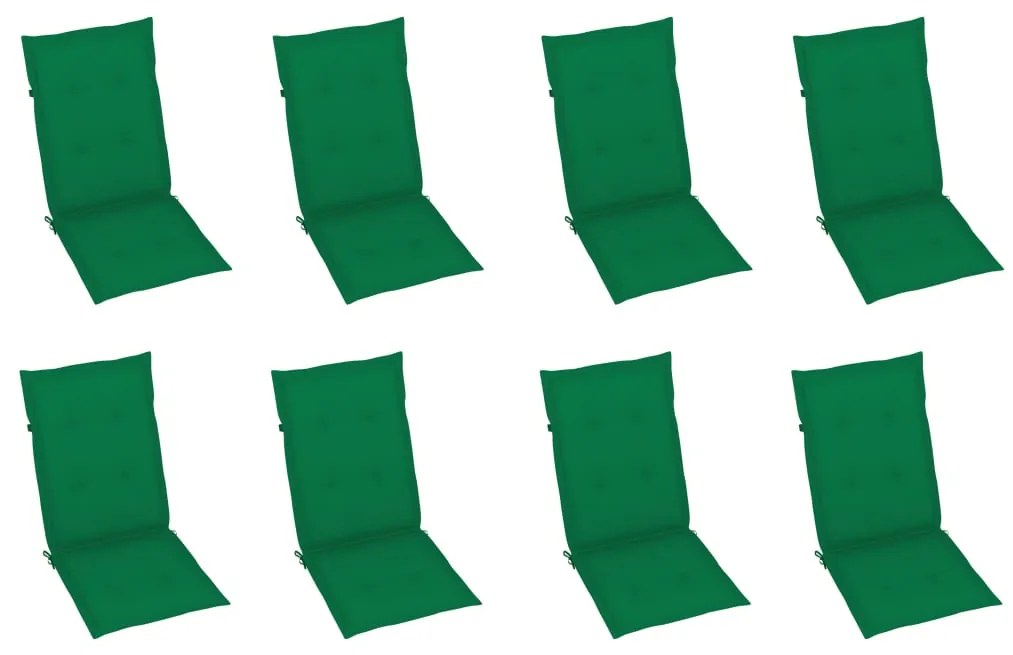 Cadeiras de jardim dobráveis c/ almofadões 8 pcs acácia maciça
