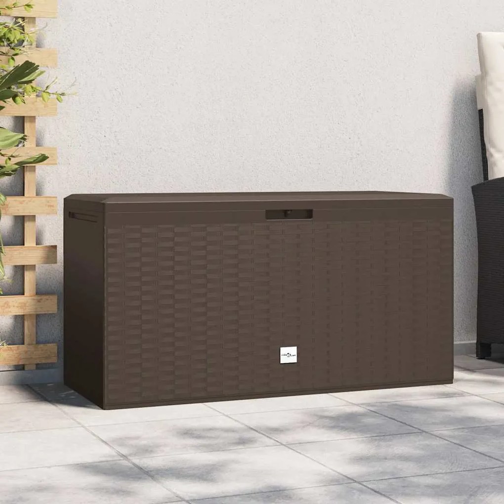 vidaXL Caixa de arrumação para jardim 114x47x60 cm castanho