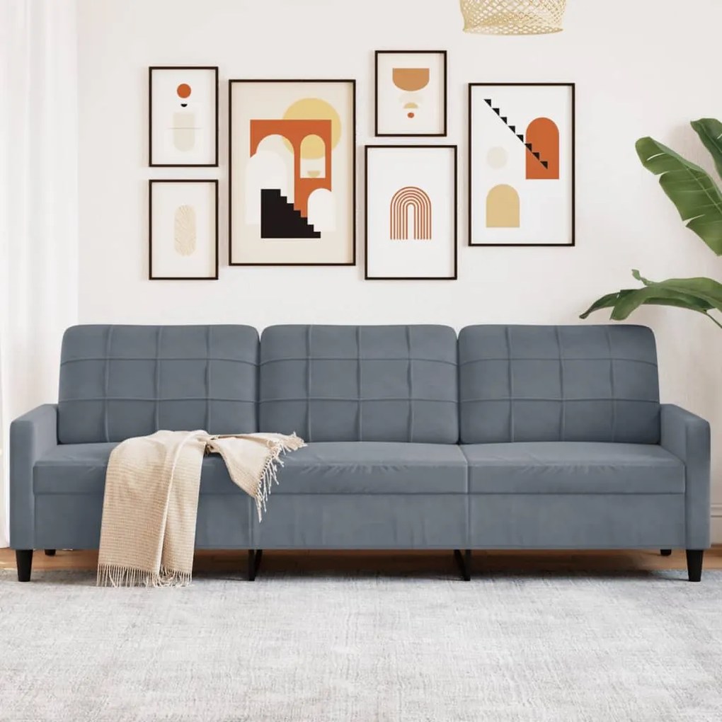 vidaXL Sofá de 3 lugares 210 cm veludo cinza-escuro