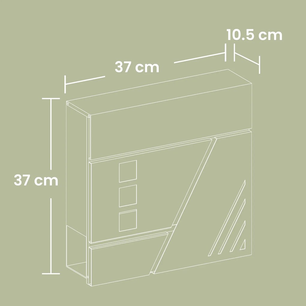 Caixa de correio de parede com janela de visualização 37 x 10,5 x 37 cm Prateado + Antracite