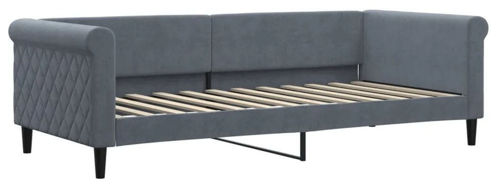 Sofá-cama com gavetão 90x200 cm veludo cinzento-escuro
