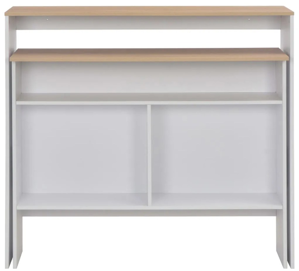 Mesa de bar com 2 tampos 130x40x120 cm branco e carvalho