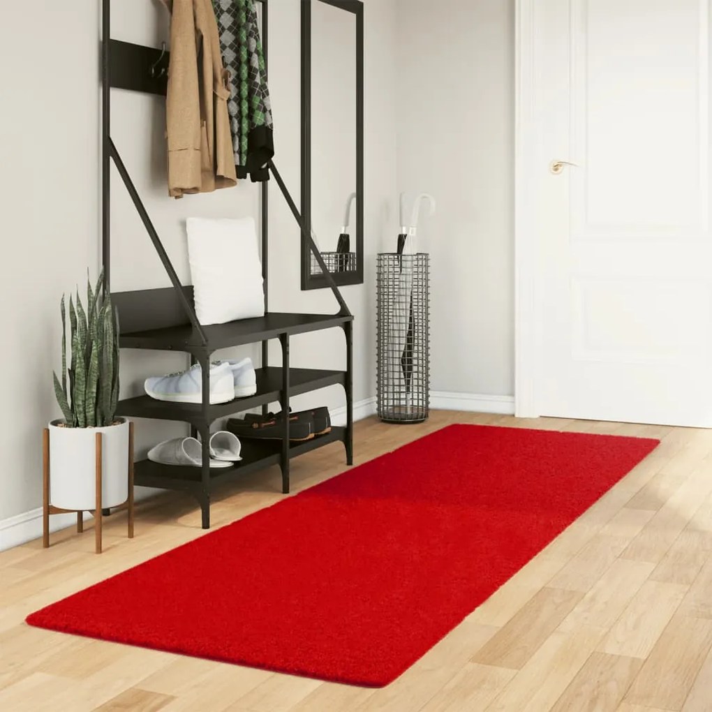 vidaXL Tapete de pelo curto OVIEDO 80x250 cm vermelho