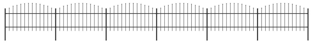 vidaXL Cerca de jardim com topo em lanças (1-1,25)x10,2 m aço preto
