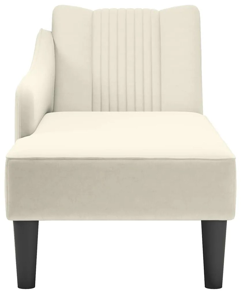 Chaise-longue com apoio de braço direito veludo creme