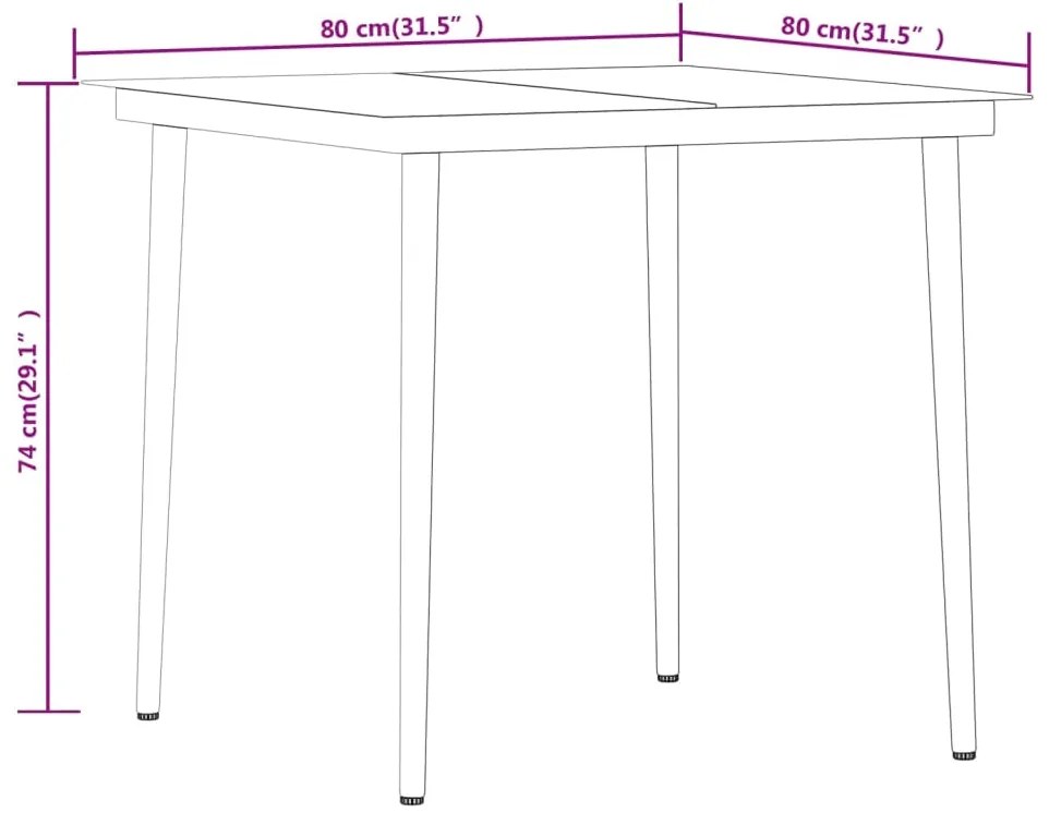 3 pcs conjunto de jantar para jardim com almofadões preto