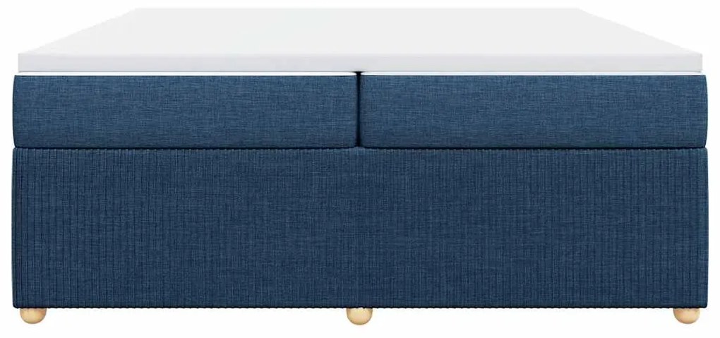 Cama com molas/colchão 200x200 cm tecido azul