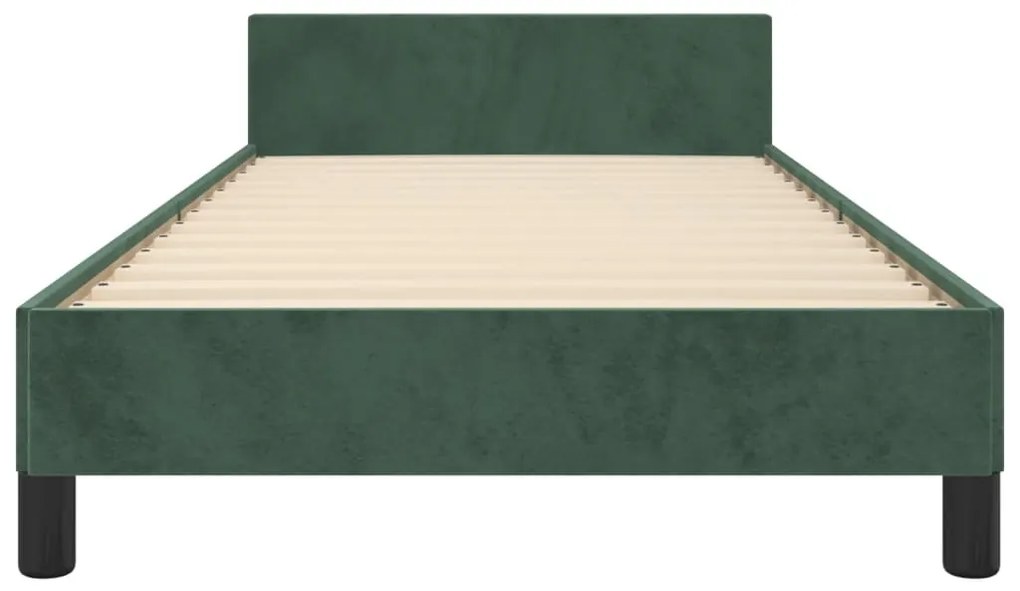 Estrutura de cama c/ cabeceira 90x190 cm veludo verde-escuro