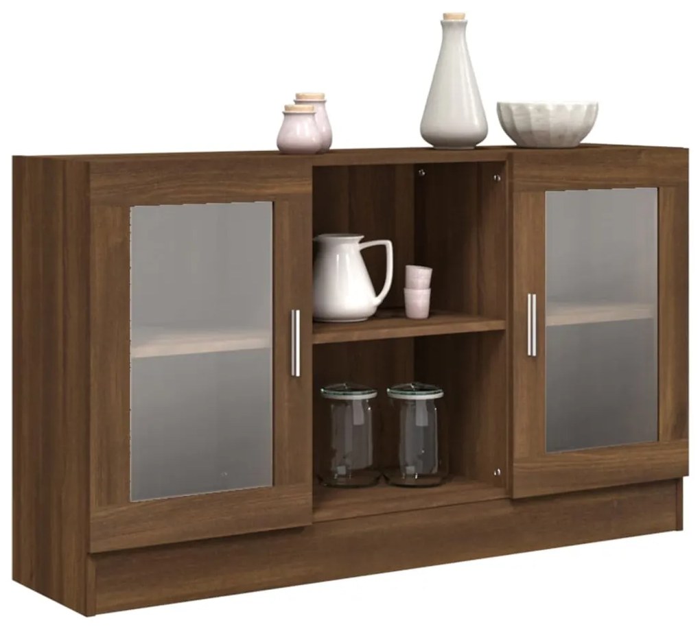 Vitrine 120x30,5x70 cm derivados madeira carvalho castanho