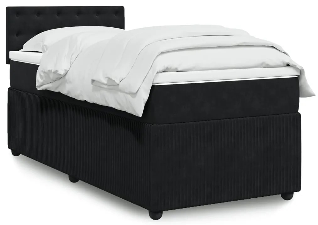 Cama com molas/colchão 80x200 cm veludo preto