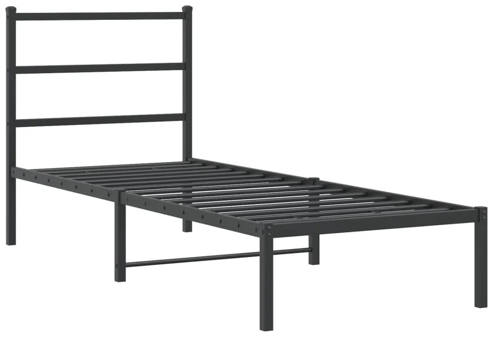 Estrutura de cama metal s/ colchão c/ cabeceira 75x190 cm preto