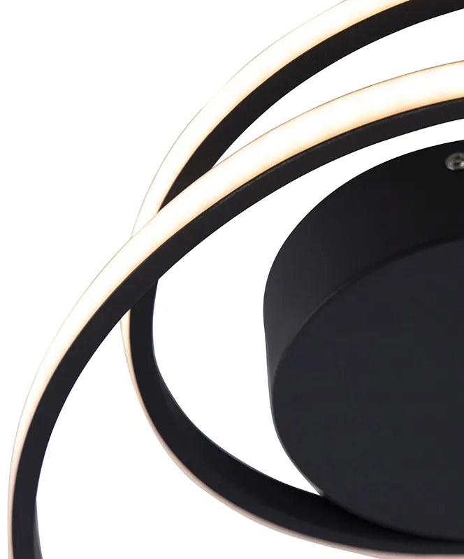 Candeeiro de teto design preto com LED regulável em 3 níveis - Krula Design