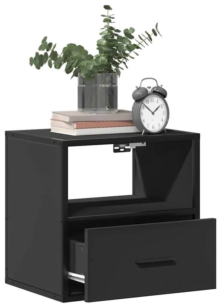 Mesa de cabeceira de parede 40x31x39,5 cm preto