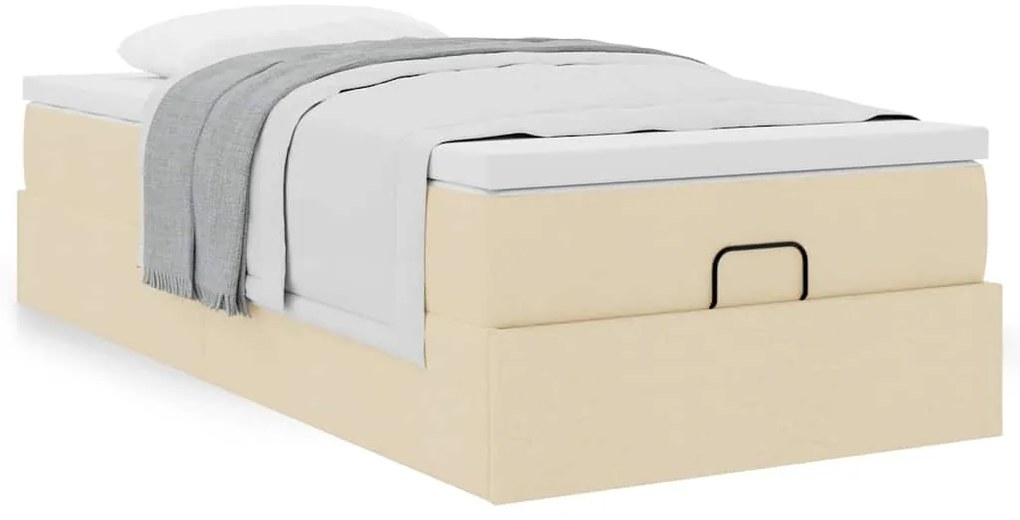 Estrutura de cama otomana com creme de colchão 100x200cm tecido