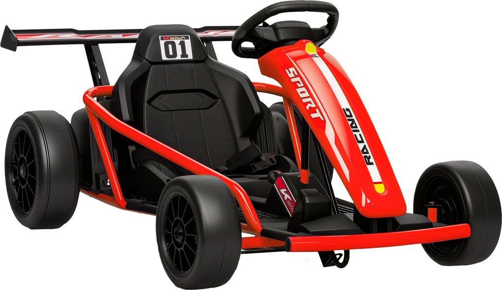 AIYAPLAY Carro Elétrico Gokart Kart Elétrico para Crianças 2x24 V Moteurs Modo Drift a 13 Km/h 119x77x54 cm Vermelho | Aosom Portugal