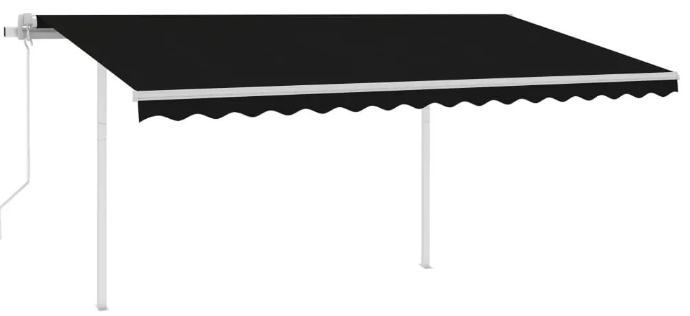 Toldo retrátil automático com postes 4,5x3,5 m antracite
