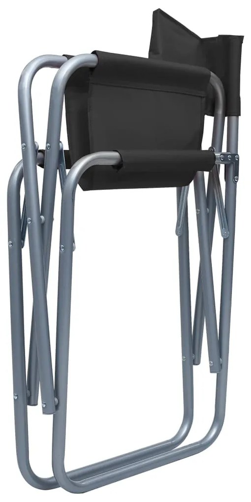 Cadeiras de realizador 2 pcs aço preto