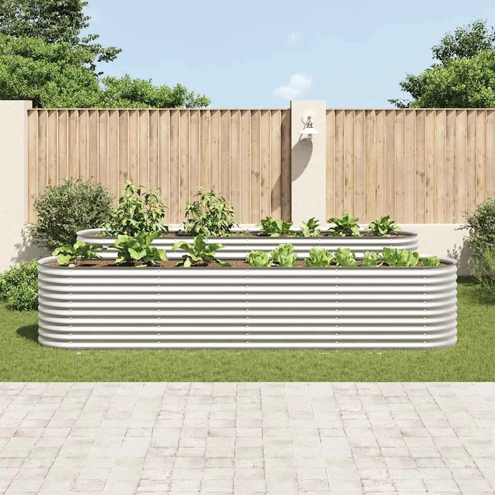 Canteiro elevado de jardim aço galvanizado 400x80x81cm prateado