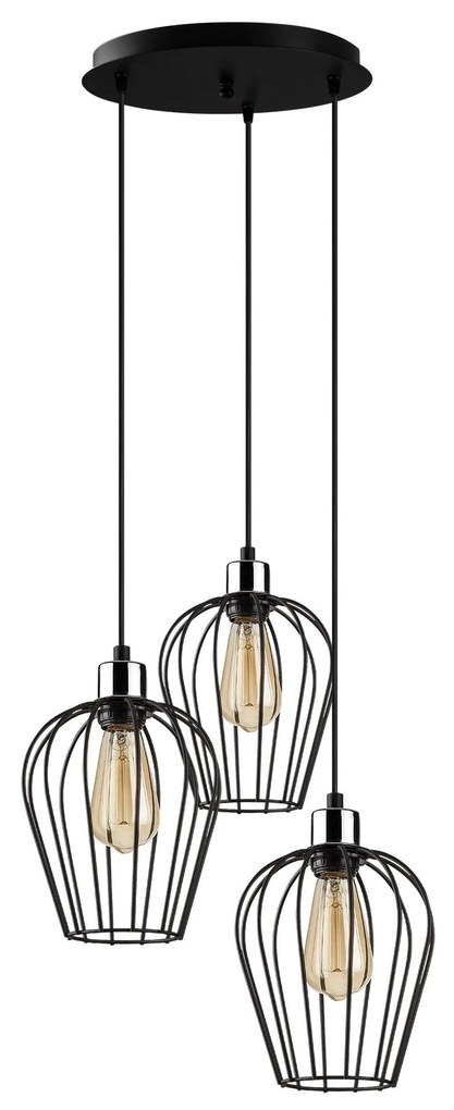 Candeeiro de Teto Tel – Preto – Diâmetro 41 cm, Altura Ajustável 115 c