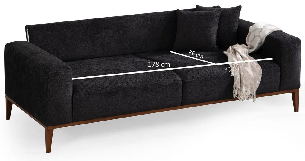 Sofá-cama de 3 Lugares Sinor – Antracite – 225x92x75 cm