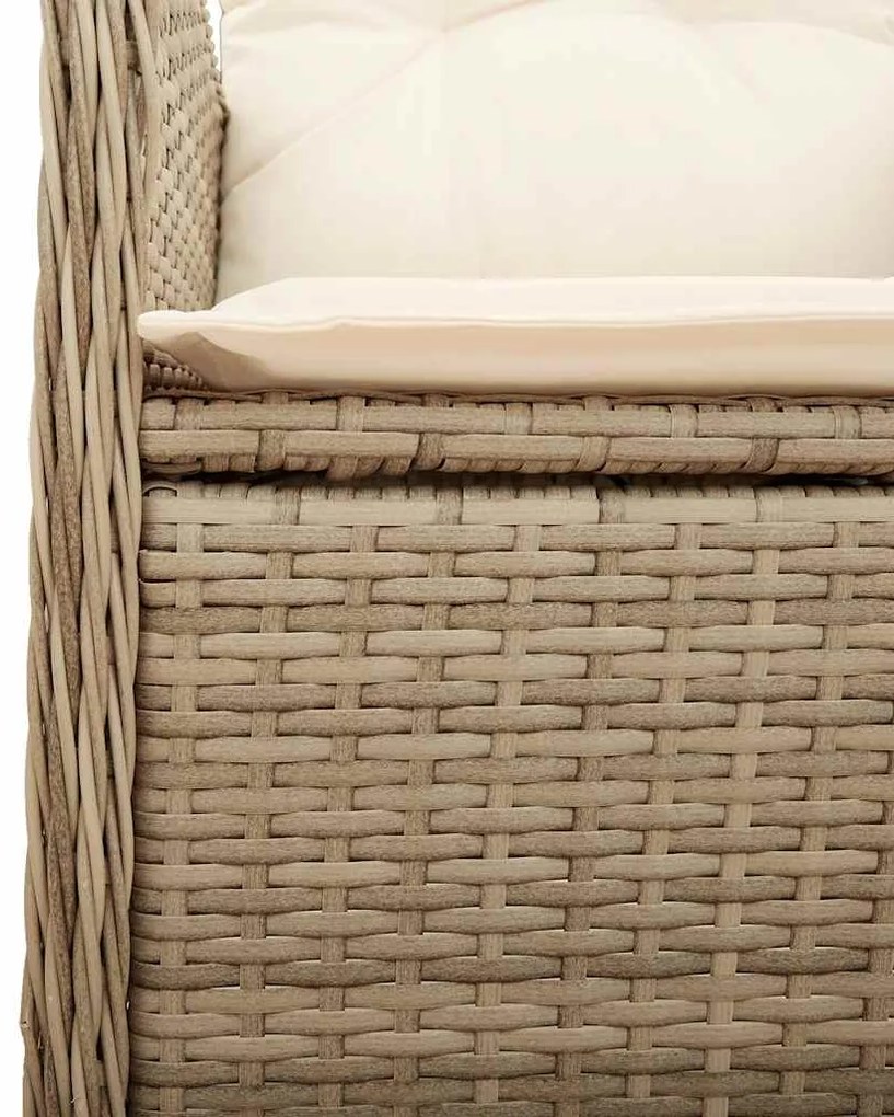 3 pcs conjunto de bistrô para jardim c/ almofadões vime PE bege