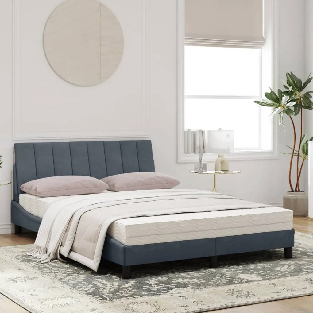 Cama com colchão 120x200 cm veludo cinzento-escuro
