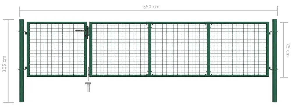 Portão de jardim 350x75 cm aço verde