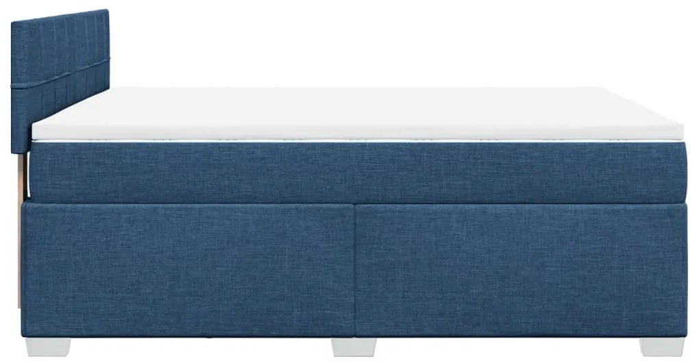 Cama com molas/colchão 140x200 cm tecido azul