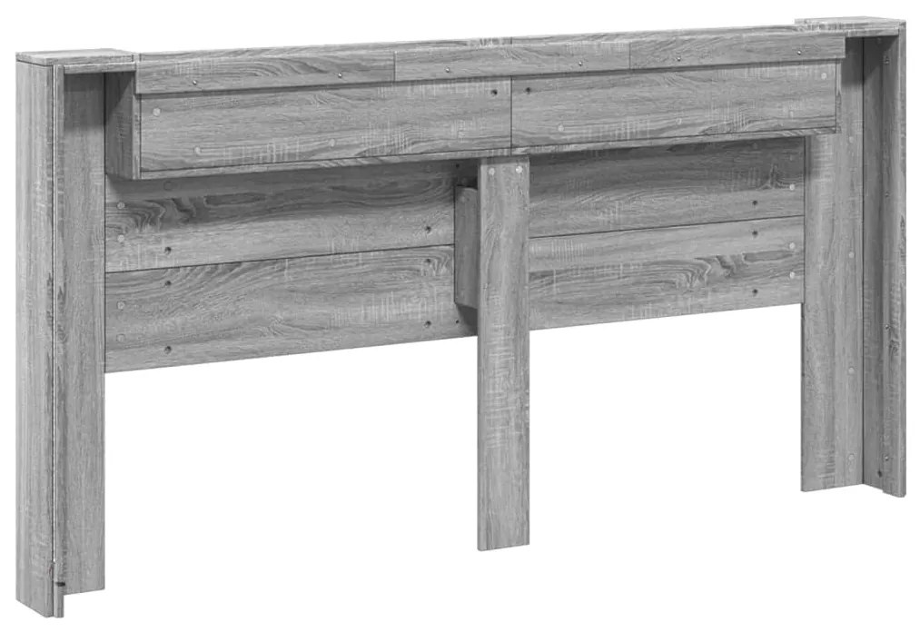 Armário de cabeceira c/ luzes LED 200x16,5x103,5cm cinza sonoma