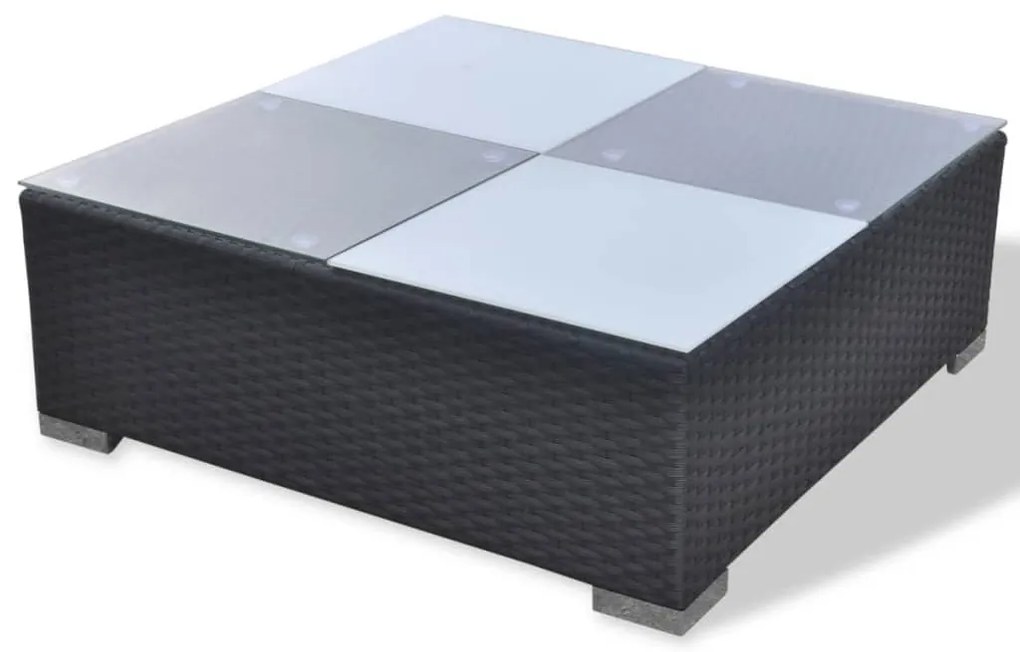 5 pcs conjunto lounge de jardim c/ almofadões vime PE preto
