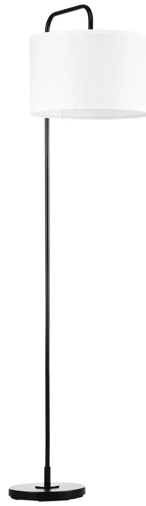 HOMCOM Candeeiro de Pé Moderno Lâmpada E27 Máx. 40W com Ecrã de Linho e Interruptor de Pé 64x38x163,5cm Branco e Preto