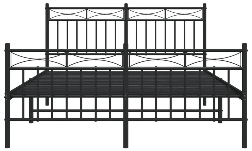 Estrutura de cama com cabeceira e pés 140x200 cm metal preto