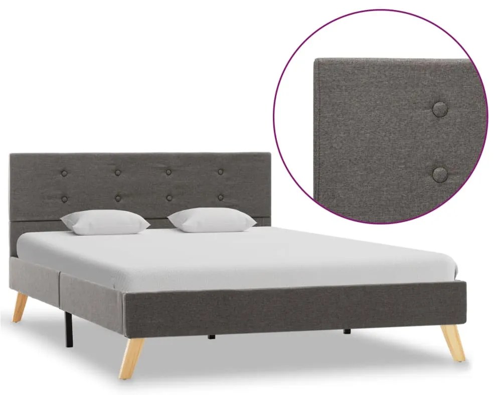 vidaXL Estrutura de cama em tecido cinzento-acastanhado 120x200 cm