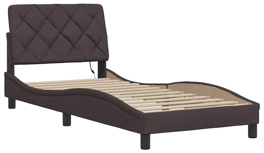 Estrutura de cama com LED sem colchão 90x200 cm tecido