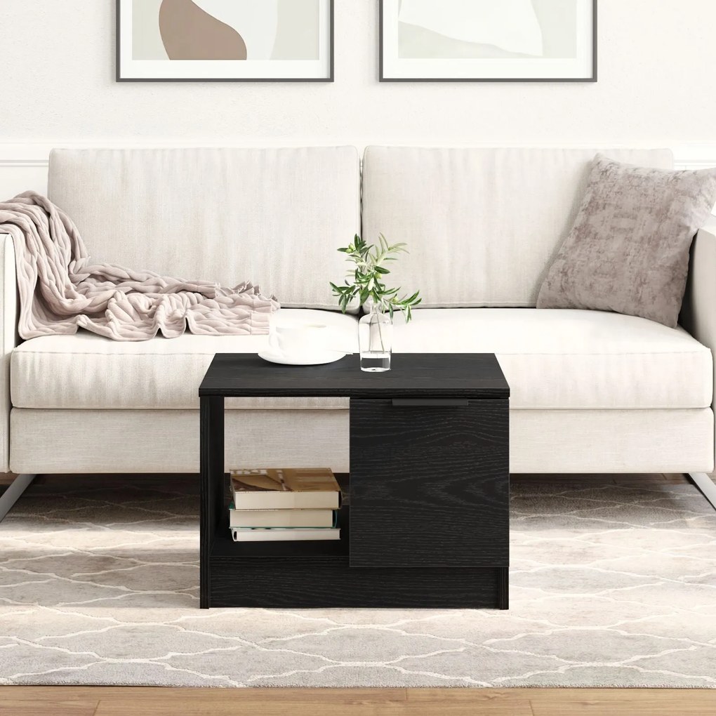 Mesa de Café vidaXL Preto Carvalho 50x50x36 cm Madeira Engenharia