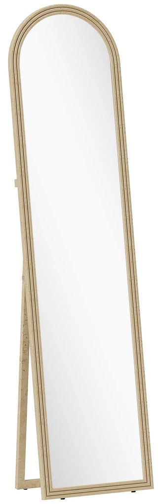 Espelho de Pé 160x40 cm com Moldura Efeito Pedra Espelho de Corpo Inteiro  Retangular para Pendurar Bege