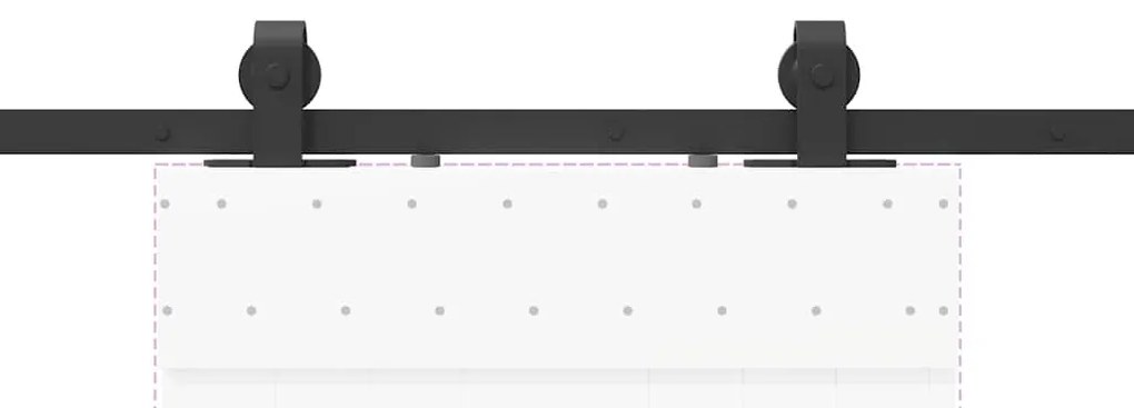 Kit de ferragens para porta deslizante 183 cm aço preto