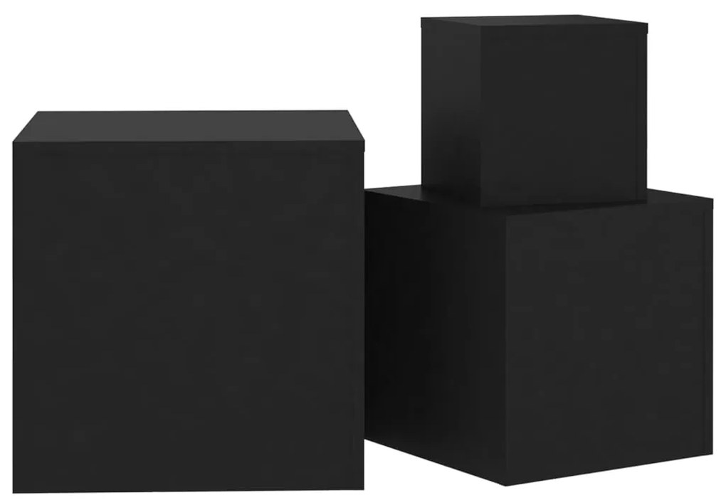 Mesas de apoio 3 pcs derivados de madeira preto