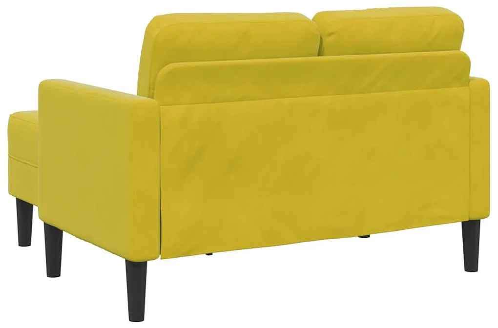 Sofá 2 lugares com Chaise em L 125 cm veludo amarela