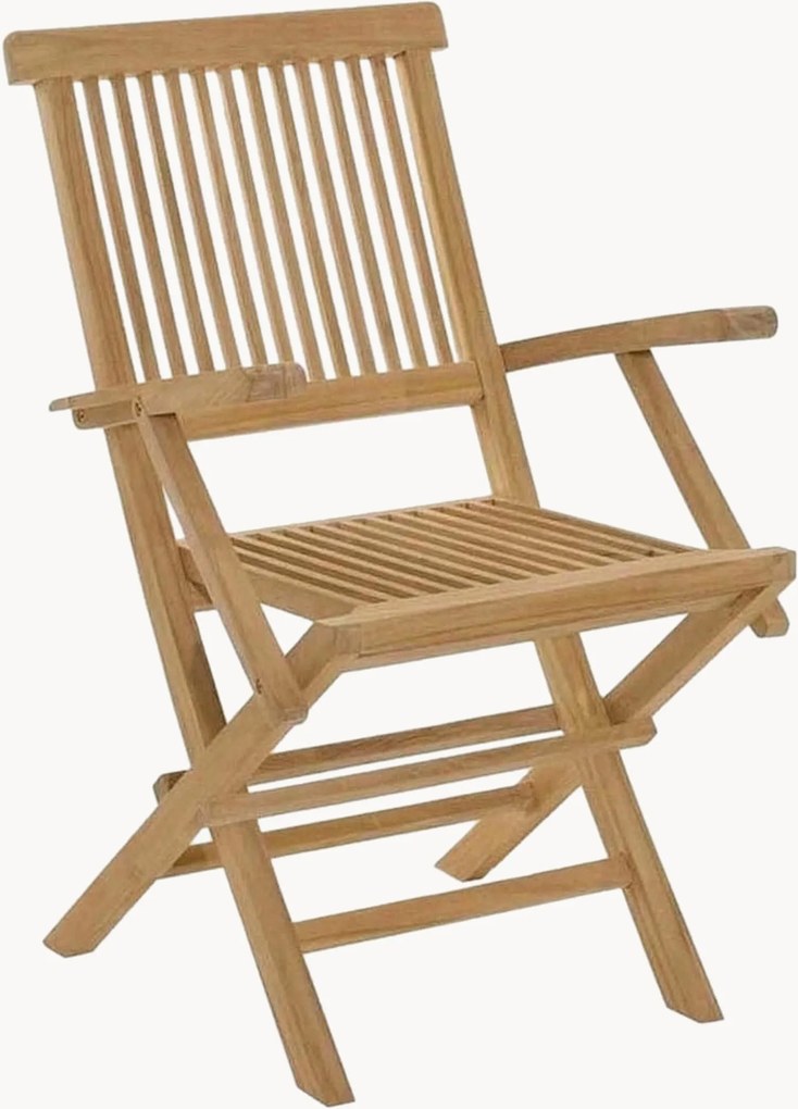 Cadeiras de jardim dobráveis em madeira de teca com braços Fun, conjunto de 2