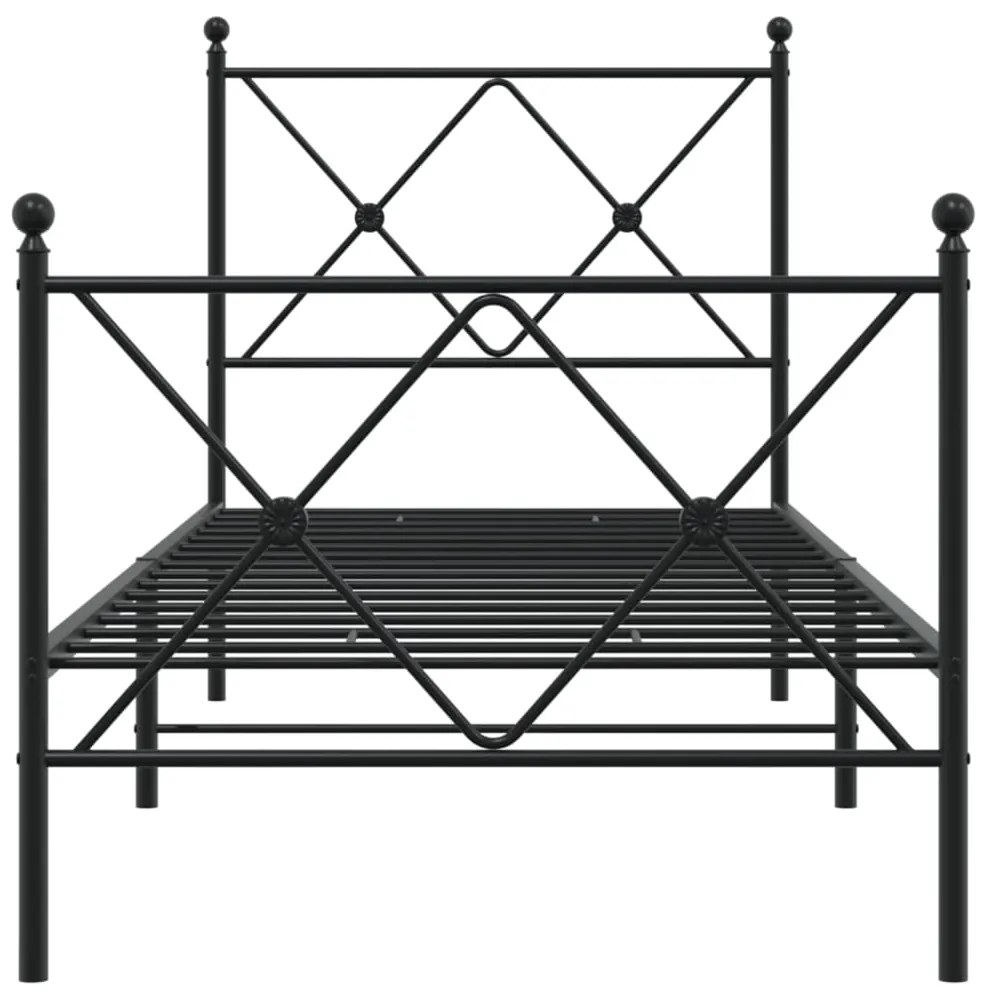 Estrutura de cama com cabeceira e pés 80x200 cm metal preto