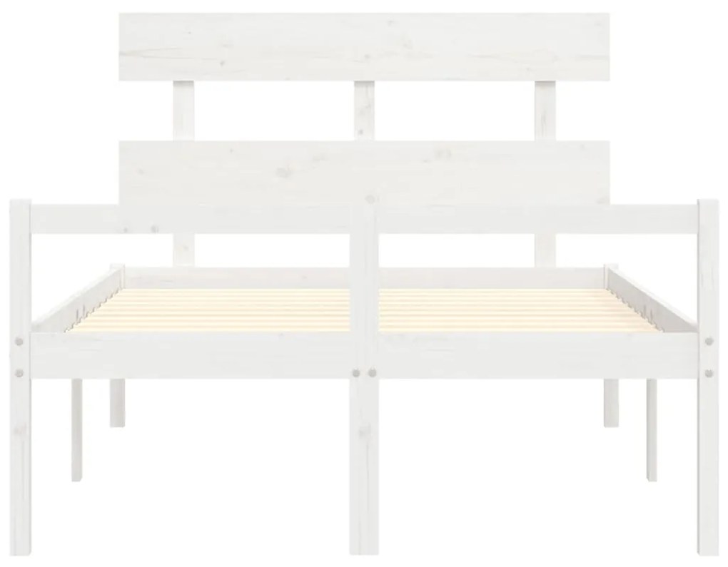 Estrutura de cama com cabeceira 140x190cm madeira maciça branco