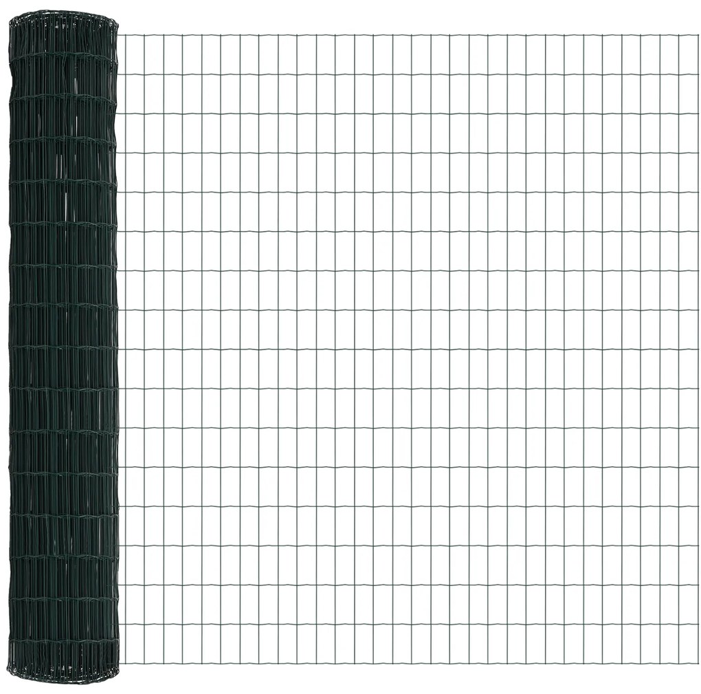 Cerca Euro com 7 Postes 1,5x10 m Aço Galvanizado Verde