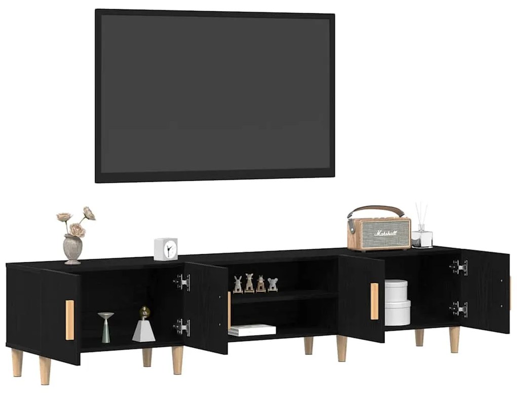 Cabinet de TV vidaXL Preto Carvalho 180x31,5x40 cm Madeira Derivada