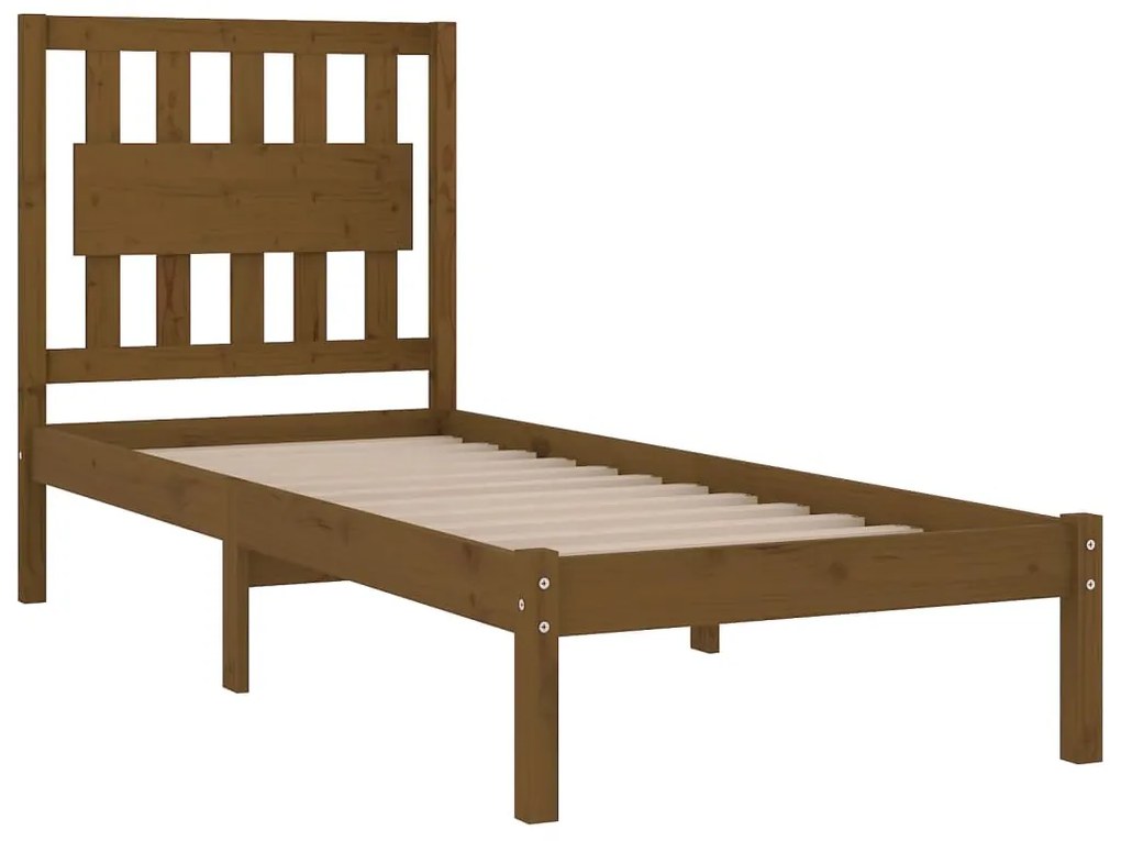 Estrutura de cama 100x200 cm pinho maciço castanho mel